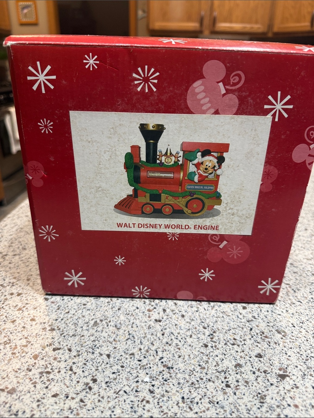Disney Red and Green Holiday Train Engine Figurine